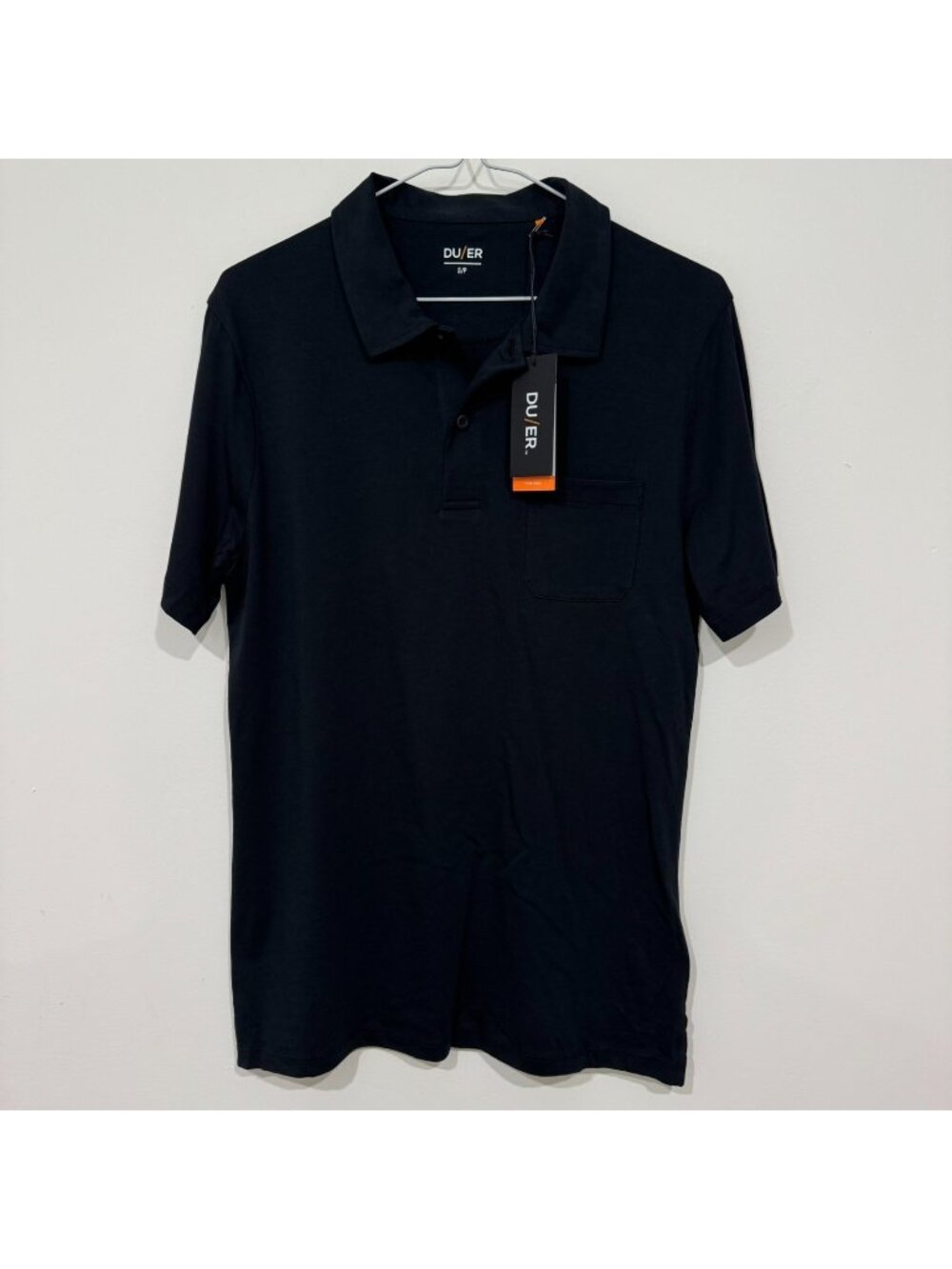 DUER Men's 'PurePima' Short Sleeve Polo Shirt Size S Black NWT